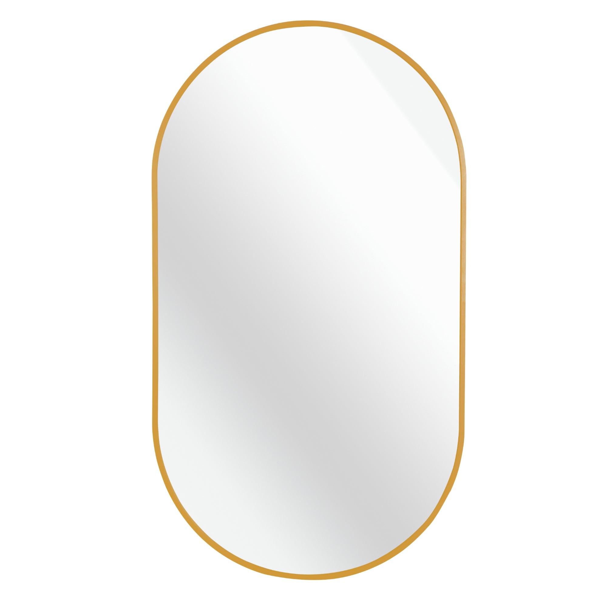VanityFus 28-in W 20-in H Oval Brush Gold Framed Beveled Bathroom Vanity Mirror Wall Mirror